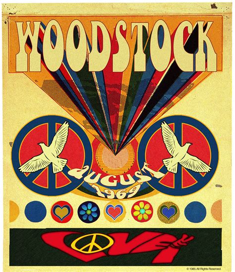 Woodstock Love 32x36 Glass Panel Image Starts Here Hippie Posters