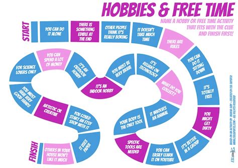 Hobbies And Free Time Vocab Board Game Esl Expertz