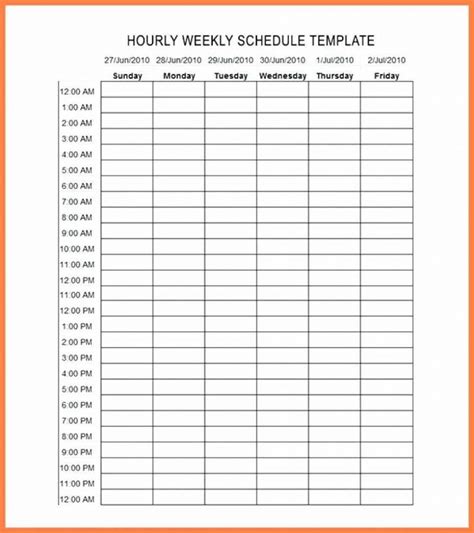 Weekly Hourly Schedule Template Hour Pdf Blank Calendar Smorad