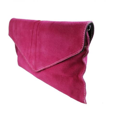 E1405 Miss Lulu Suede Envelope Clutch Bag Pink