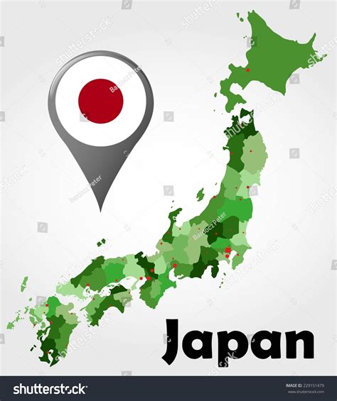 Japan Political Map Green Shades Map Stock Vector Royalty Free 229151479