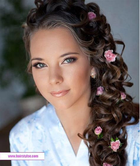 Beautiful Long Loose Flowing Curls And Flowers Inserted For A Pretty
