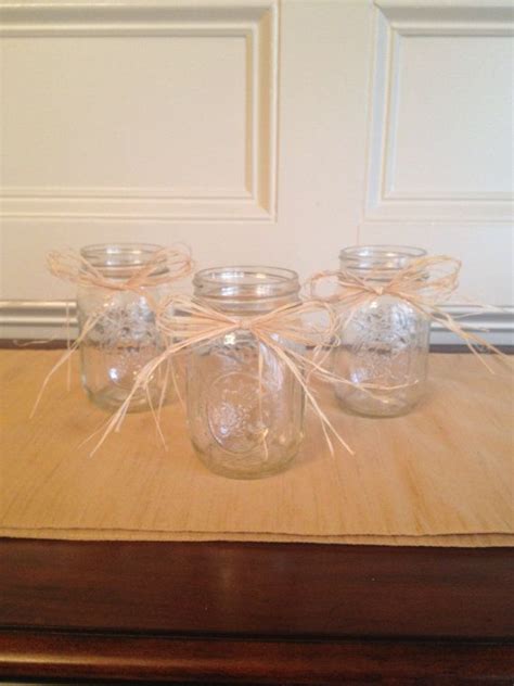 Mason Jar With Rustic Look Set Of 3 Wedding Centerpiece Rustic