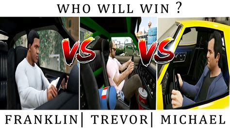 Franklin Vs Trevor Vs Michael Car Race On Road Who Will Win Gta