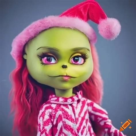 Cute Grinch Girl With Christmas Accessories