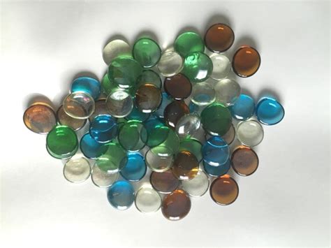 Set Of 55 Multi Colored Glass Vase Filler Pebbles Glass