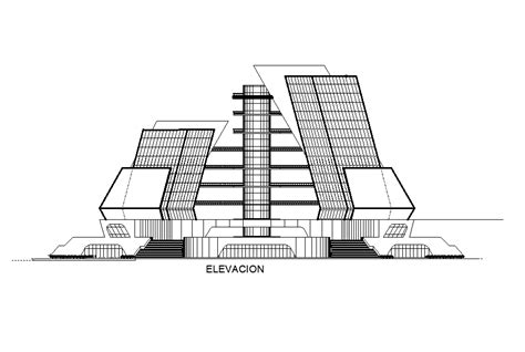 An Elevation View Of Civic Centre Building Is Given In This Autocad