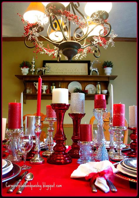 Corner Of Plaid And Paisley Christmas Tablescape Red And