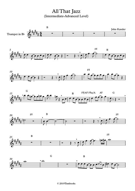 The idea is to show you the way to a unique digital library of trumpet sheet music, containing a wealth of music for the classical trumpeter. Trumpet Sheet Music Chicago - All That Jazz (Intermediate/Advanced Level) (Kander John)