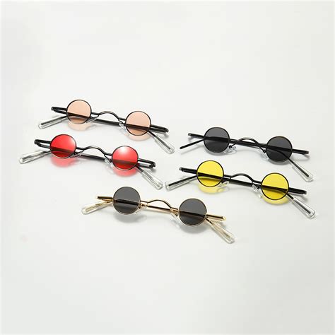 retro mini sunglasses round men metal frame gold black red small round framed sun glasses grandado