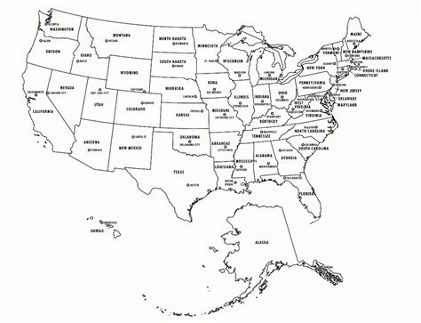 8x11 United States Map With Capitals Printable