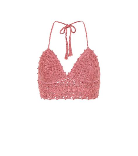 Anna Kosturova Darling Crochet Cotton Bikini Top In Pink Modesens