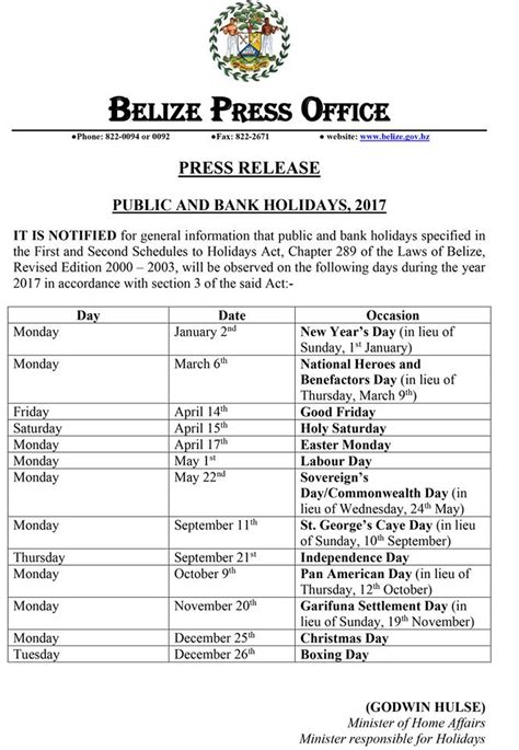 These dates may be modified as official changes are announced, so please check back regularly for updates. 2017 Public and Bank Holidays | Belize's Most Visited Home ...