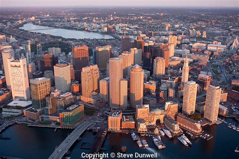 Boston Skyline Aerial Sunrise View Steve Dunwell