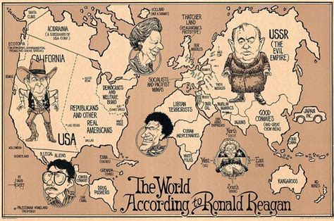 Ronald Reagans View Of The World Depicted On 1980s Map Amazing Maps