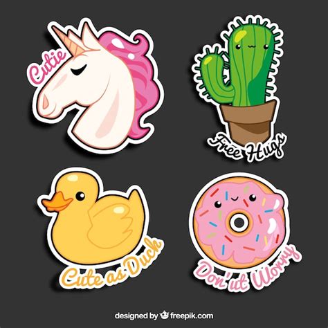 Funny Sticker Collection Free Vector