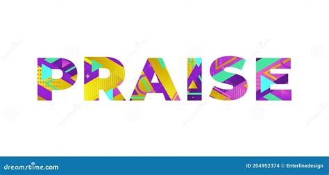 Praise Concept Retro Colorful Word Art Illustration Stock Vector