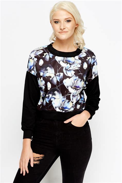 Flower Print Contrasted Sweater Just £5