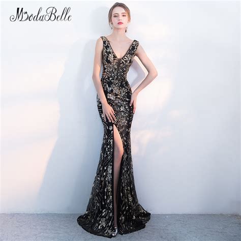 Modabelle Sequin Gold Black Long Formal Evening Dress Sparkly Cheap