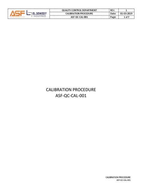 02 Calibration Procedure Asf Qc Cal 001 Pdf Calibration
