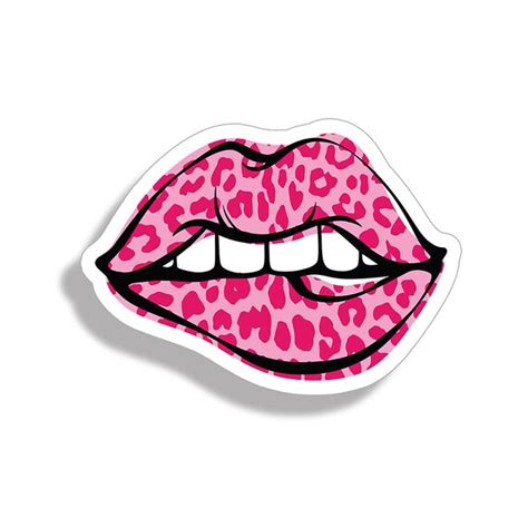 Pink Cheetah Lips Sticker Sexy Mouth Printed Vinyl Safari Etsy