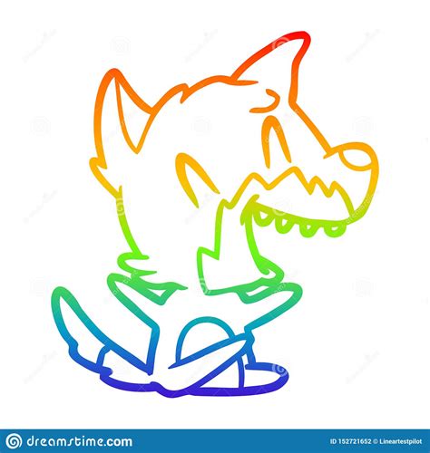 A Creative Rainbow Gradient Line Drawing Laughing Fox Cartoon Stock