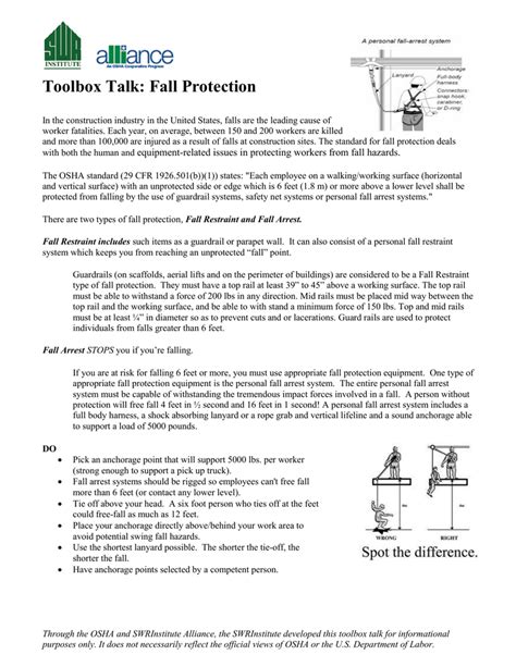 Toolbox Talk Fall Protection