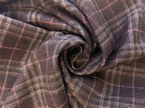 Wool Silk And Linen Blend Suiting Plaid In Brown Bandj Fabrics