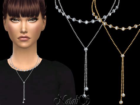 Natalisdouble Round Crystals Necklace Crystal Necklace Sims 4 Crystals