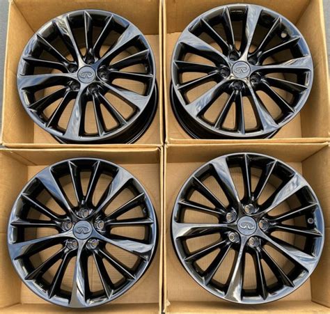 18 Infiniti Q50 Factory Wheels Rims Gloss Black Oem 73800 Set Of 4