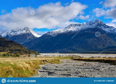 The Southern Alps New Zealand From The Dart River Valley Stock Image
