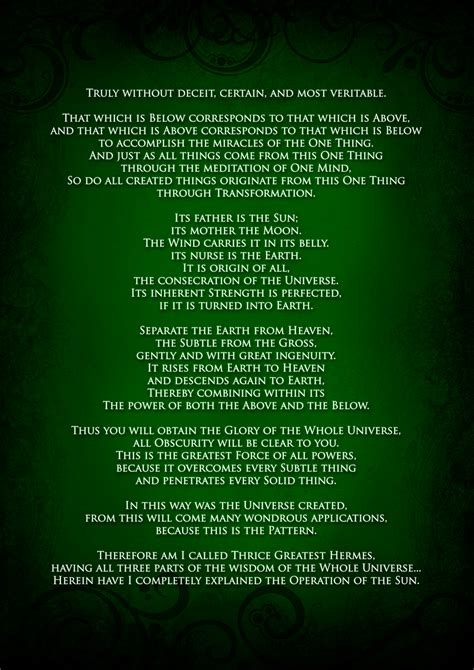 Emerald Tablet Of Thoth Explaining The Sun Emerald Tablets Of Thoth