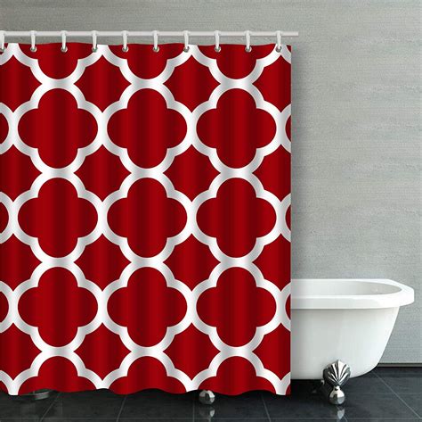 Bpbop Moroccan Quatrefoil Cranberry Red And White Pattern Bathroom