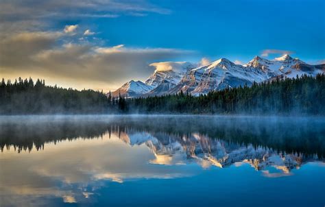 Wallpaper The Sky Clouds Mountains Lake Reflection Calm Morning