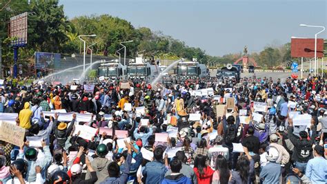 Myanmar Police Fire Rubber Bullets At Protesters As Post Coup