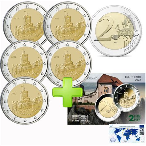 Collection Complète 2 Euros Allemagne 2022 X 5 Ateliers Carte