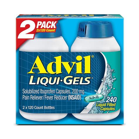 Advil Liqui Gels Ibuprofen 200 Mg Pain Relieverfever Reducer 240