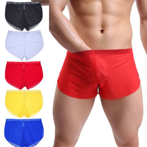 Sexy Mens Sheer See Through Boxer Briefs Underwear Trunks Underpants Mesh Shorts Ebay