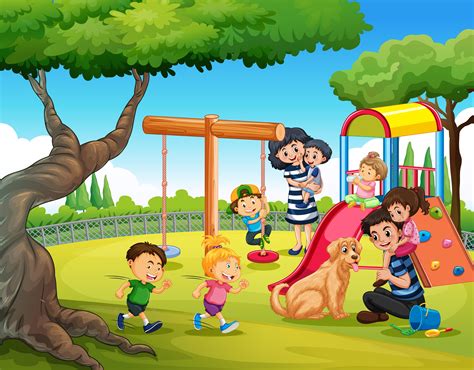 Children Playing At Playground 433488 Vector Art At Vecteezy
