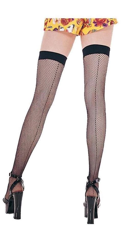 Thigh High Net Black Stocking With Seamed Spicylegs Black