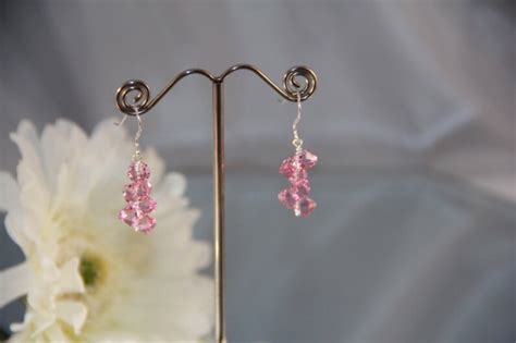 Swarovski Crystal Pink Rock Candy Earrings Etsy