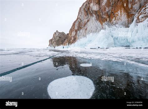 Ice Cracks And Methane Bubbles On The Frozen Surface Of Lake Baikal