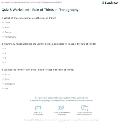 This game teaches kids the order of numbers. Quiz & Worksheet - Rule of Thirds in Photography | Study.com