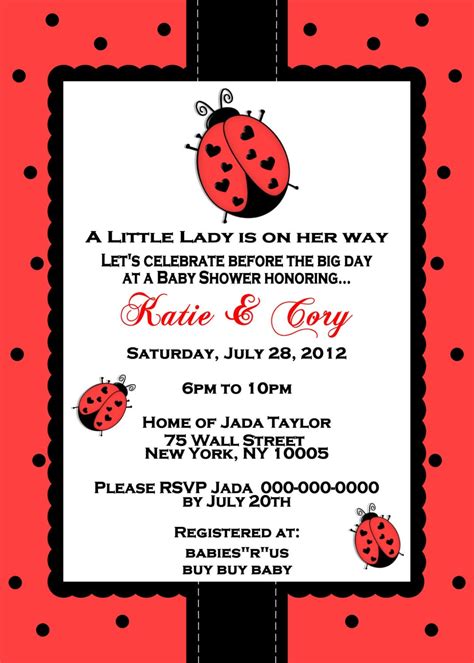Little Ladybug Baby Shower Invitation Ladybug Baby Shower