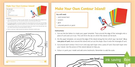 Make Your Own Contour Island Worksheet Teacher Made