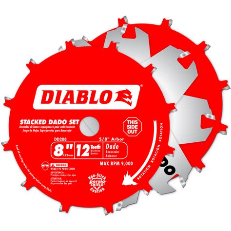 Diablo Dd208 8 In X 12 Tooth Carbide Stacked Dado Saw Blade Set
