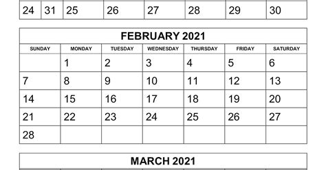 Printable 3 Month Calendar 2021 Calendar 2021