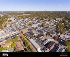 Town Hall and Historic building aerial view in Needham, Massachusetts ...