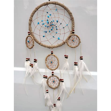Natural Color Dream Catcher With Turquoise Stones ⋆ Hawaii T And Craft