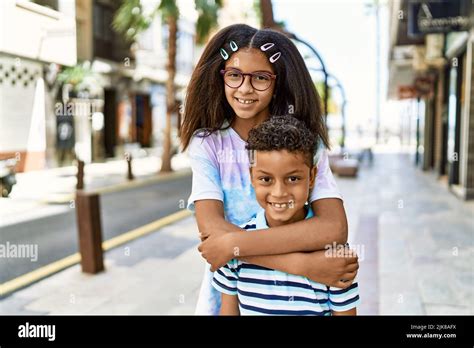 African American Brother And Sister Smiling Happy Outdoors Black